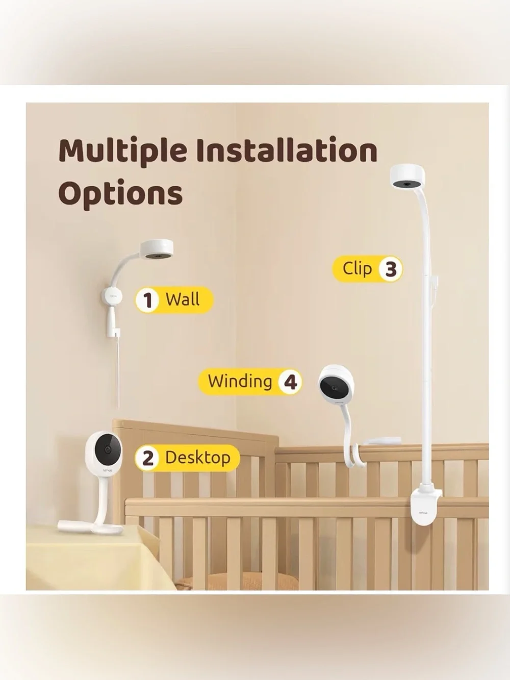 Peekababy Baby Camera With Wireless Audio, Adjustable Crib Mount Monitor